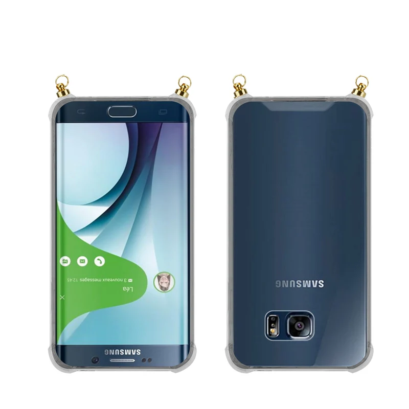 Silikon Hülle Handykette kompatibel mit Samsung Galaxy S6 mit goldenen Ringen