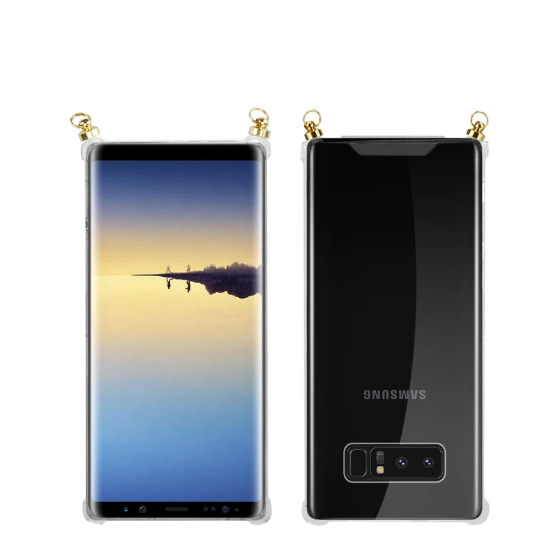 Silikon Hülle Handykette kompatibel mit Samsung Galaxy NOTE 8 mit goldenen Ringen