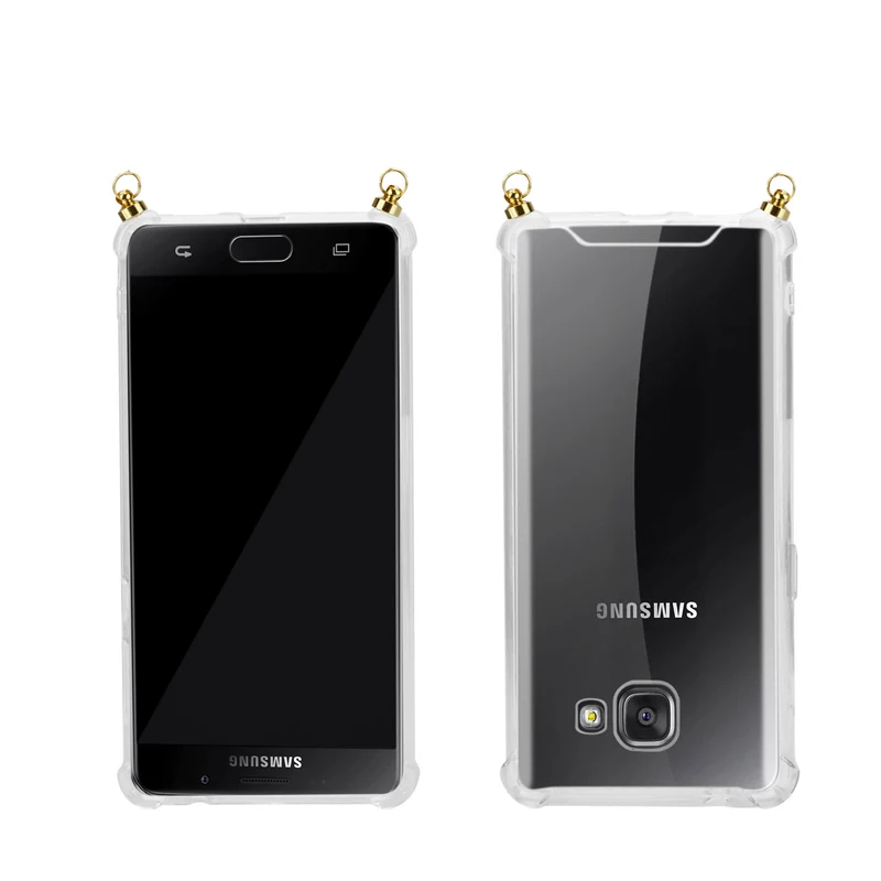 Silikon Hülle Handykette kompatibel mit Samsung Galaxy A5 2016 mit goldenen Ringen