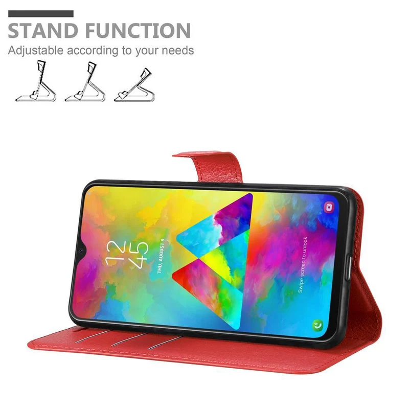 Cadorabo Hülle kompatibel mit Samsung Galaxy M20 Schutzhülle mit Magnetverschluss, Standfunktion und Kartenfach