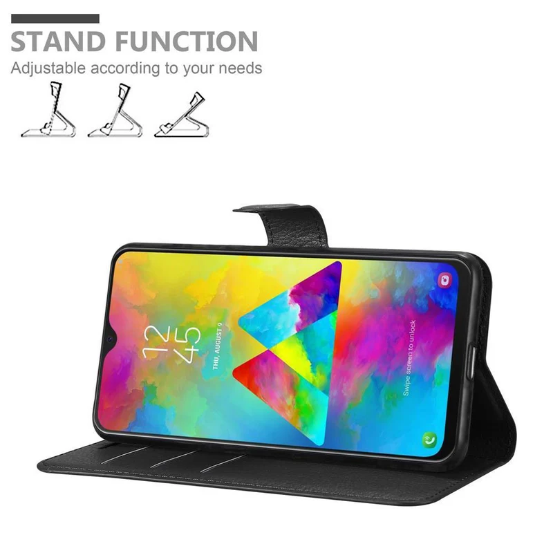 Cadorabo Hülle kompatibel mit Samsung Galaxy M20 Schutzhülle mit Magnetverschluss, Standfunktion und Kartenfach