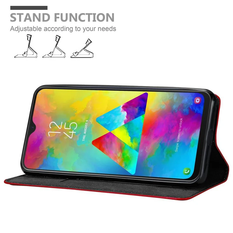 Cadorabo Hülle kompatibel mit Samsung Galaxy M20 Schutzhülle mit Magnetverschluss, Standfunktion und Kartenfach