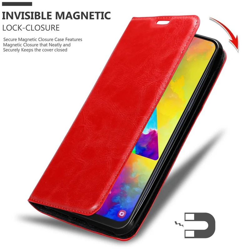 Cadorabo Hülle kompatibel mit Samsung Galaxy M20 Schutzhülle mit Magnetverschluss, Standfunktion und Kartenfach