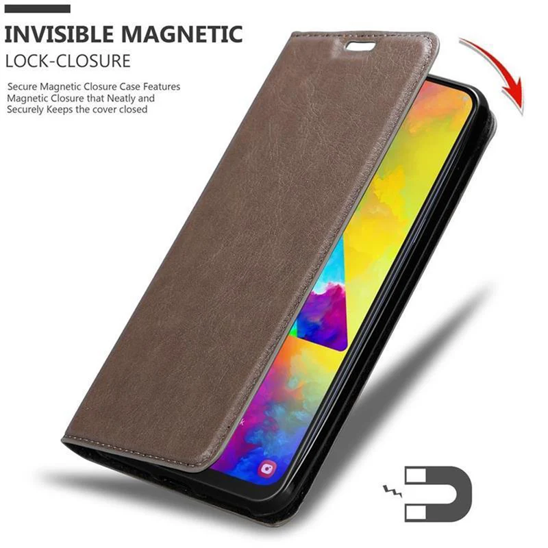 Cadorabo Hülle kompatibel mit Samsung Galaxy M20 Schutzhülle mit Magnetverschluss, Standfunktion und Kartenfach
