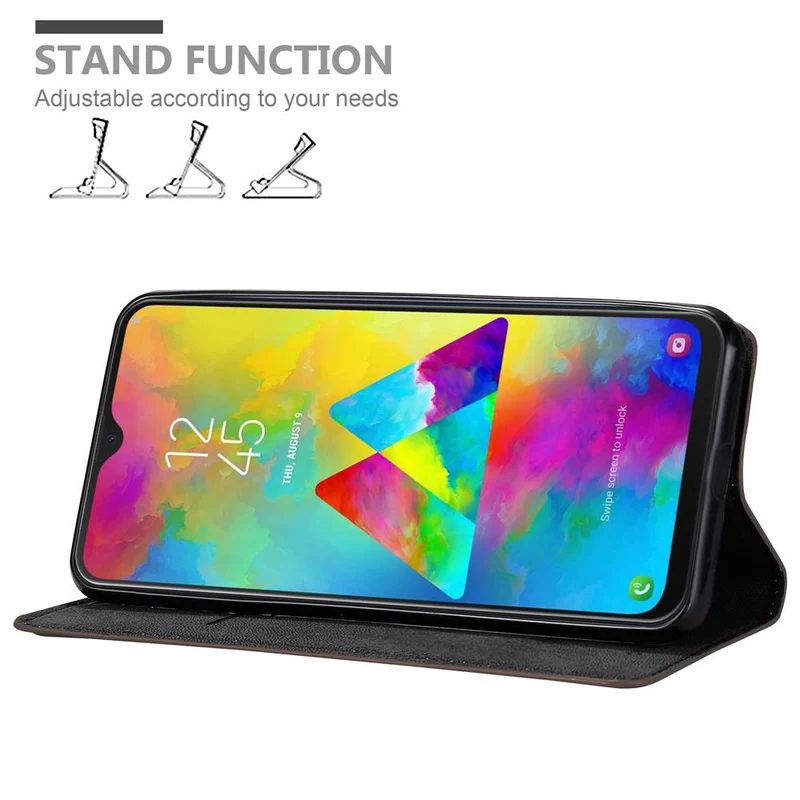 Cadorabo Hülle kompatibel mit Samsung Galaxy M20 Schutzhülle mit Magnetverschluss, Standfunktion und Kartenfach