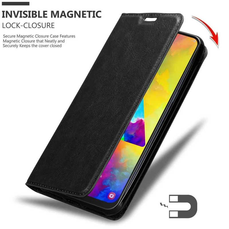 Cadorabo Hülle kompatibel mit Samsung Galaxy M20 Schutzhülle mit Magnetverschluss, Standfunktion und Kartenfach