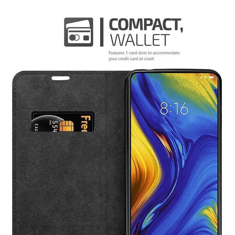 Cadorabo Hülle kompatibel mit Xiaomi Mi MIX 3 Schutzhülle mit Magnetverschluss, Standfunktion und Kartenfach