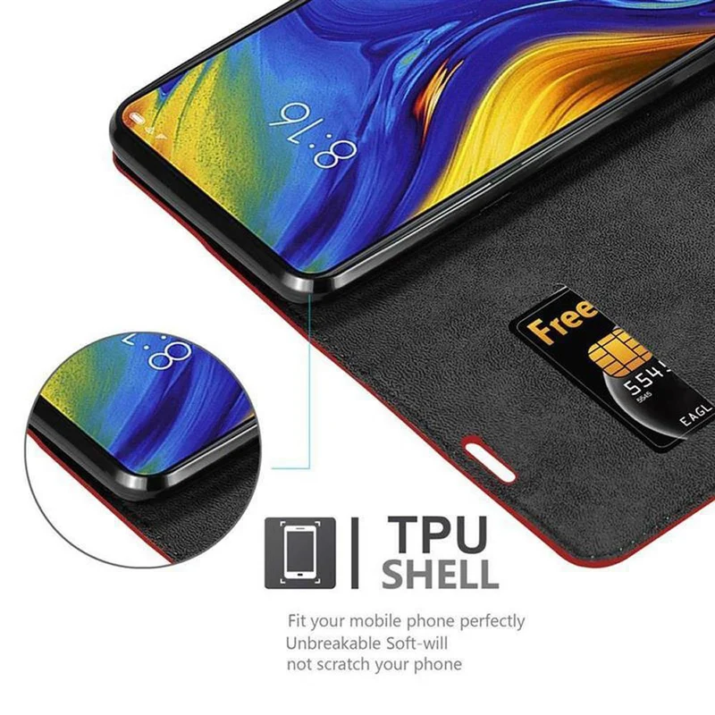 Cadorabo Hülle kompatibel mit Xiaomi Mi MIX 3 Schutzhülle mit Magnetverschluss, Standfunktion und Kartenfach