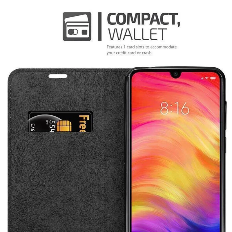 Cadorabo Hülle kompatibel mit Xiaomi RedMi NOTE 7 Schutzhülle mit Magnetverschluss, Standfunktion und Kartenfach