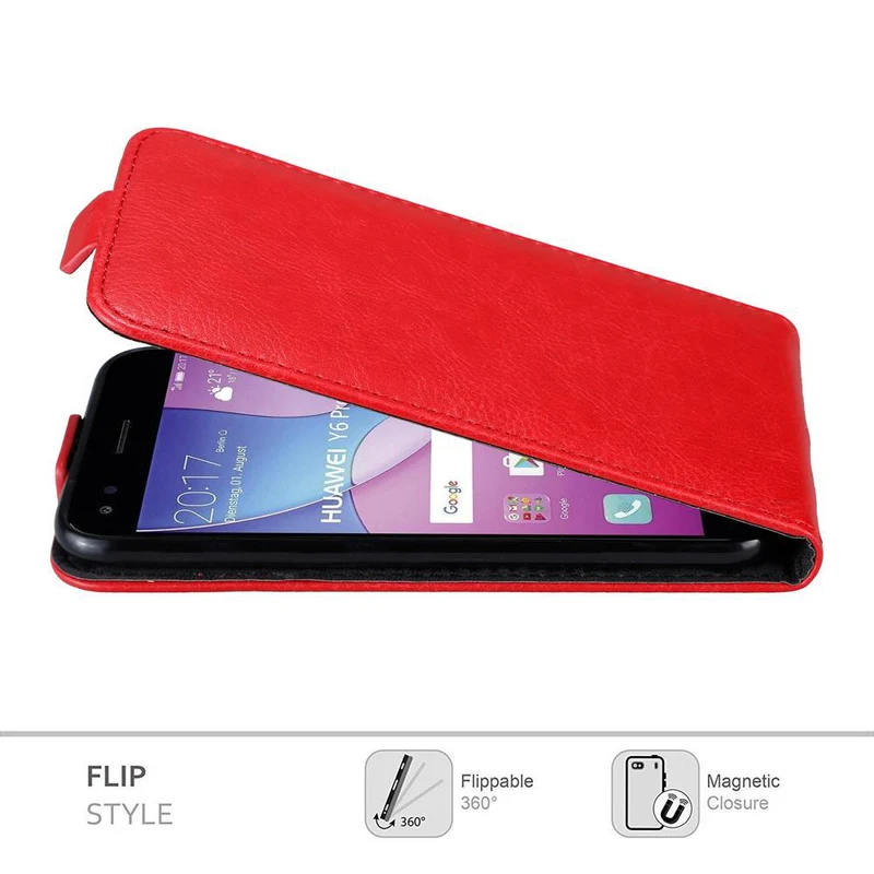 Cadorabo Hülle kompatibel mit Huawei Y6 PRO 2017 Schutzhülle im Flip Design mit Magnetverschluss