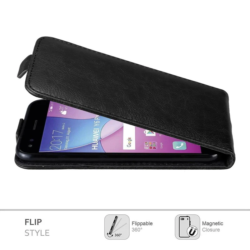Cadorabo Hülle kompatibel mit Huawei Y6 PRO 2017 Schutzhülle im Flip Design mit Magnetverschluss
