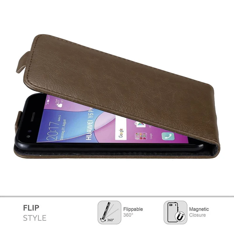 Cadorabo Hülle kompatibel mit Huawei Y6 PRO 2017 Schutzhülle im Flip Design mit Magnetverschluss