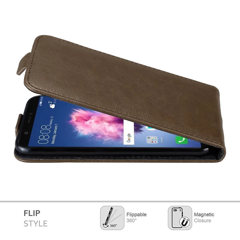 Cadorabo Hülle kompatibel mit Huawei P SMART 2018 / Enjoy 7S Schutzhülle im Flip Design mit Magnetverschluss