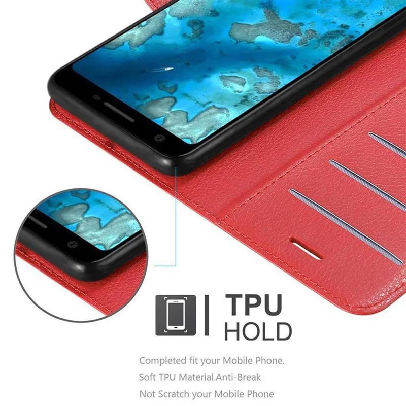 Cadorabo Hülle kompatibel mit Google PIXEL 3A XL Schutzhülle mit Magnetverschluss, Standfunktion und Kartenfach