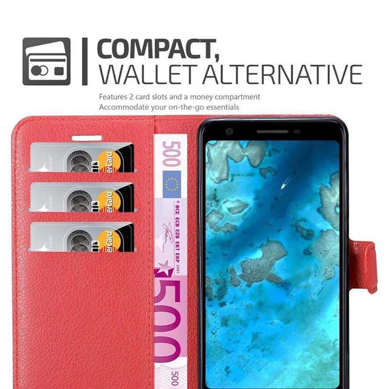 Cadorabo Hülle kompatibel mit Google PIXEL 3A XL Schutzhülle mit Magnetverschluss, Standfunktion und Kartenfach