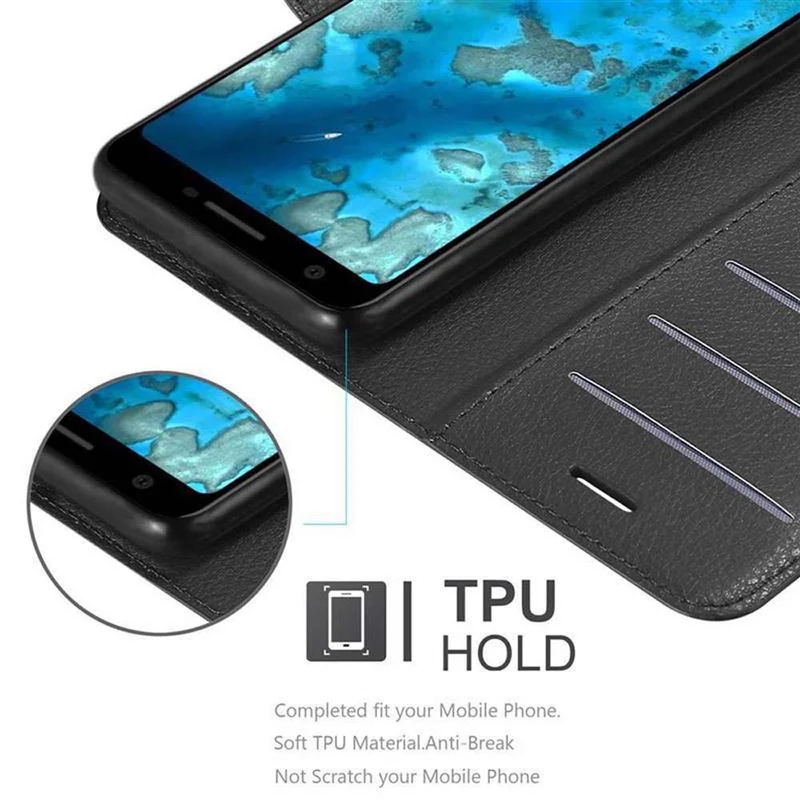 Cadorabo Hülle kompatibel mit Google PIXEL 3A XL Schutzhülle mit Magnetverschluss, Standfunktion und Kartenfach
