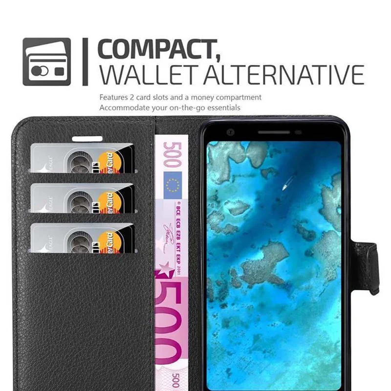 Cadorabo Hülle kompatibel mit Google PIXEL 3A XL Schutzhülle mit Magnetverschluss, Standfunktion und Kartenfach
