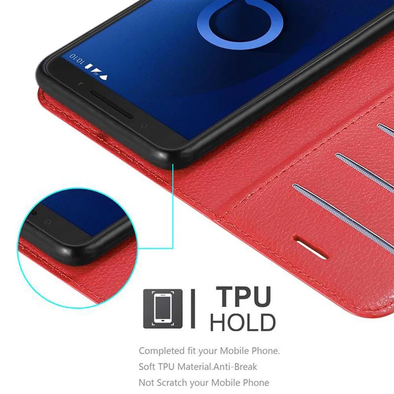Cadorabo Hülle kompatibel mit Alcatel 3 2019 Schutzhülle mit Magnetverschluss, Standfunktion und Kartenfach