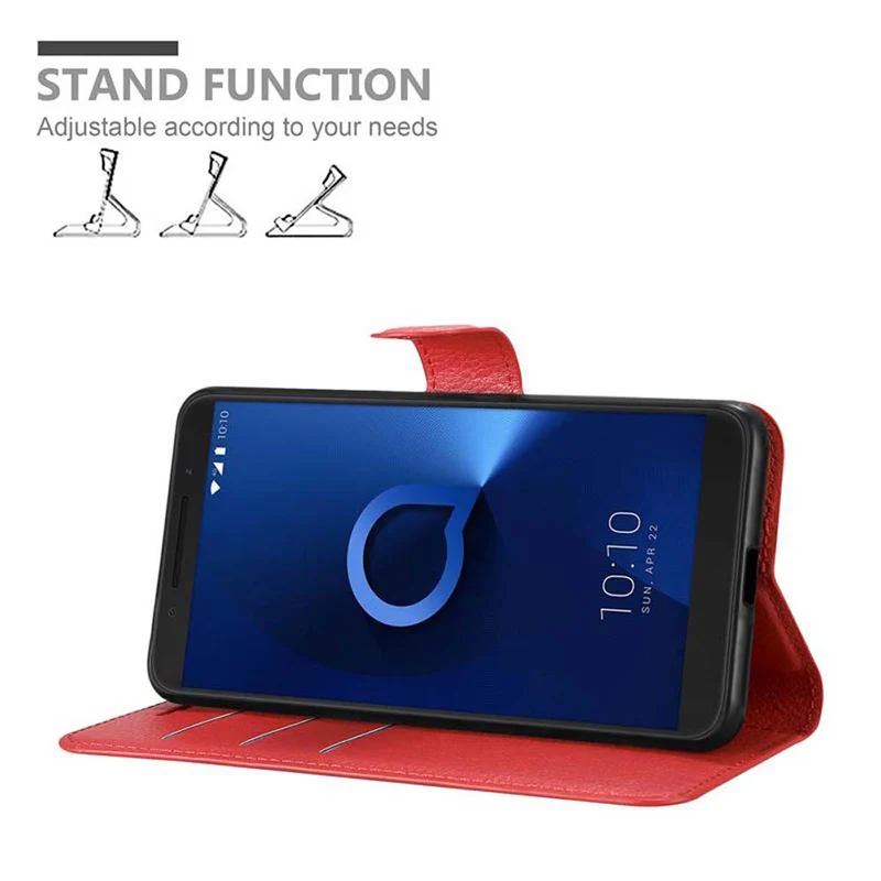 Cadorabo Hülle kompatibel mit Alcatel 3 2019 Schutzhülle mit Magnetverschluss, Standfunktion und Kartenfach