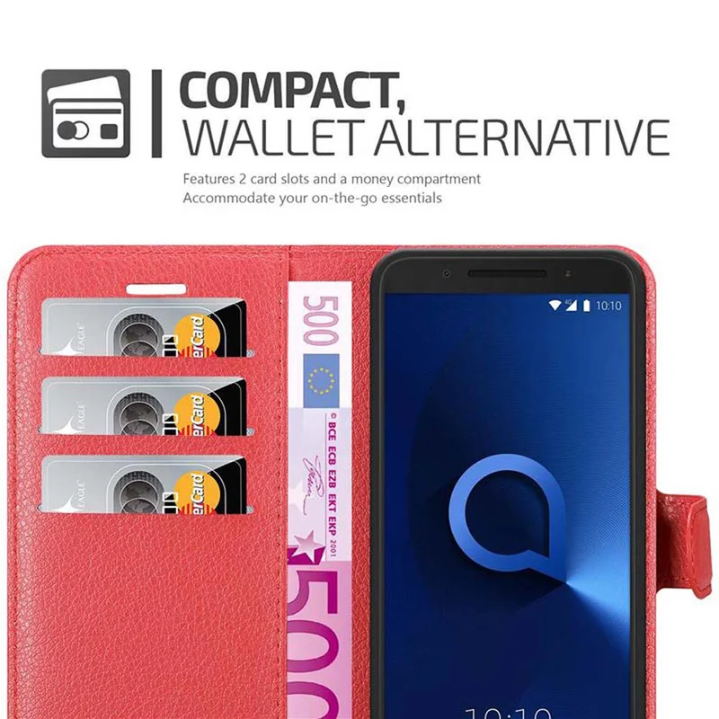 Cadorabo Hülle kompatibel mit Alcatel 3 2019 Schutzhülle mit Magnetverschluss, Standfunktion und Kartenfach