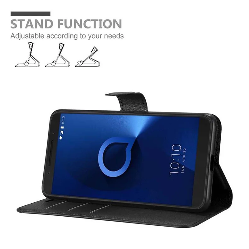 Cadorabo Hülle kompatibel mit Alcatel 3 2019 Schutzhülle mit Magnetverschluss, Standfunktion und Kartenfach
