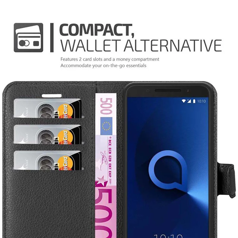 Cadorabo Hülle kompatibel mit Alcatel 3 2019 Schutzhülle mit Magnetverschluss, Standfunktion und Kartenfach