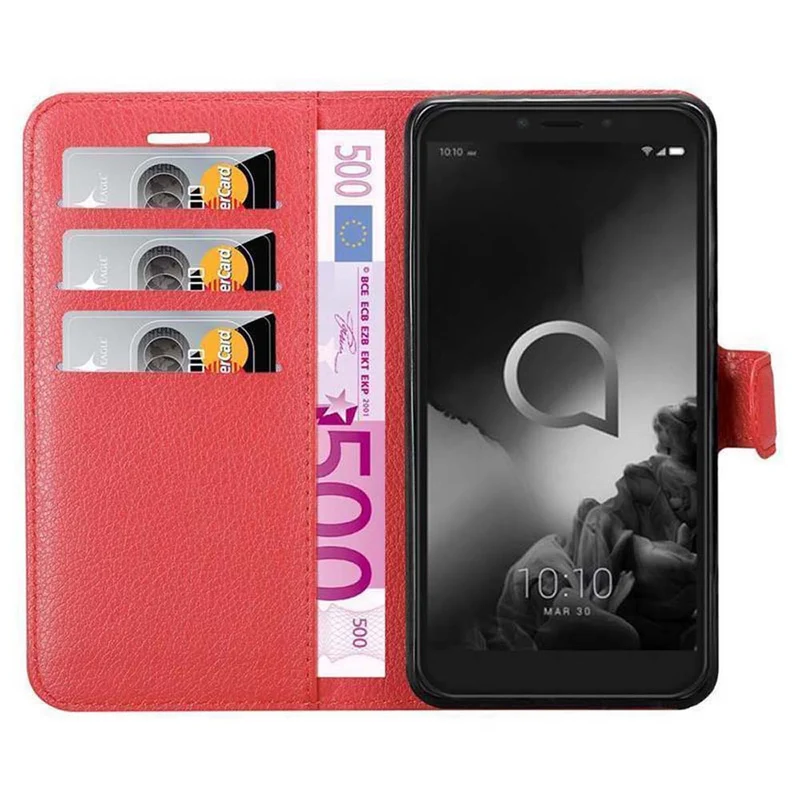 Cadorabo Hülle kompatibel mit Alcatel 1S 2019 Schutzhülle mit Magnetverschluss, Standfunktion und Kartenfach