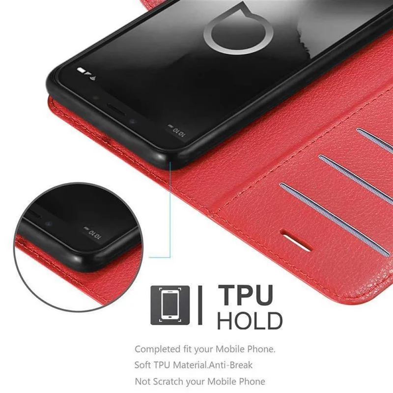 Cadorabo Hülle kompatibel mit Alcatel 1S 2019 Schutzhülle mit Magnetverschluss, Standfunktion und Kartenfach