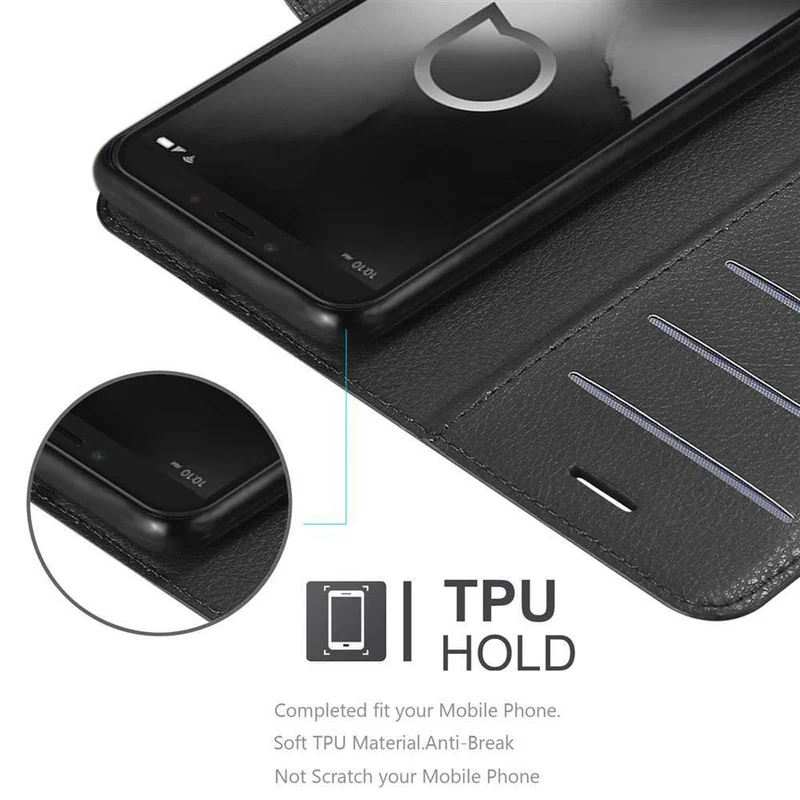 Cadorabo Hülle kompatibel mit Alcatel 1S 2019 Schutzhülle mit Magnetverschluss, Standfunktion und Kartenfach