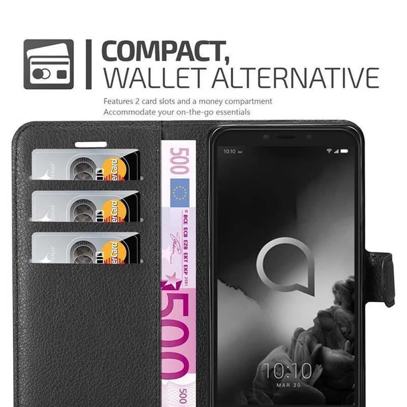 Cadorabo Hülle kompatibel mit Alcatel 1S 2019 Schutzhülle mit Magnetverschluss, Standfunktion und Kartenfach