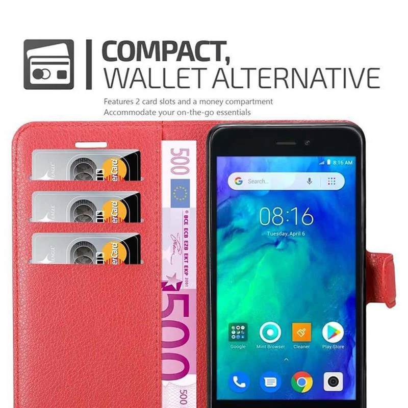 Cadorabo Hülle kompatibel mit Xiaomi RedMi GO Schutzhülle mit Magnetverschluss, Standfunktion und Kartenfach