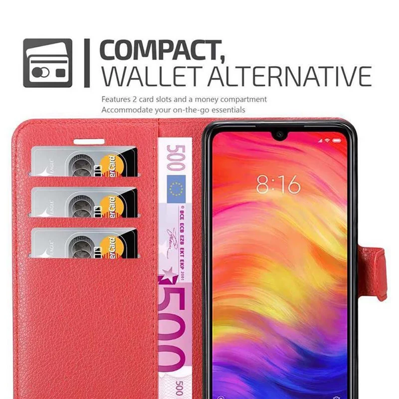 Cadorabo Hülle kompatibel mit Xiaomi RedMi NOTE 7 Schutzhülle mit Magnetverschluss, Standfunktion und Kartenfach