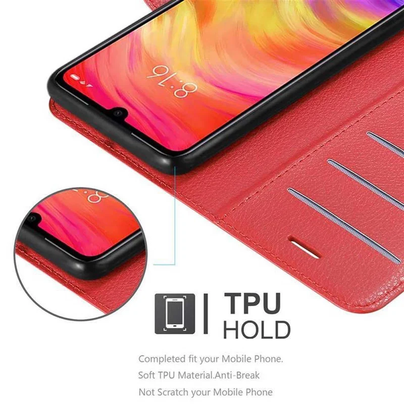 Cadorabo Hülle kompatibel mit Xiaomi RedMi NOTE 7 Schutzhülle mit Magnetverschluss, Standfunktion und Kartenfach