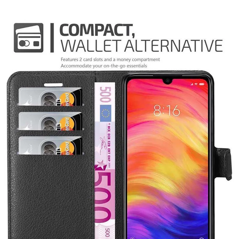 Cadorabo Hülle kompatibel mit Xiaomi RedMi NOTE 7 Schutzhülle mit Magnetverschluss, Standfunktion und Kartenfach