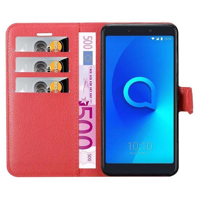 Cadorabo Hülle kompatibel mit Alcatel 3C Schutzhülle mit Magnetverschluss, Standfunktion und Kartenfach