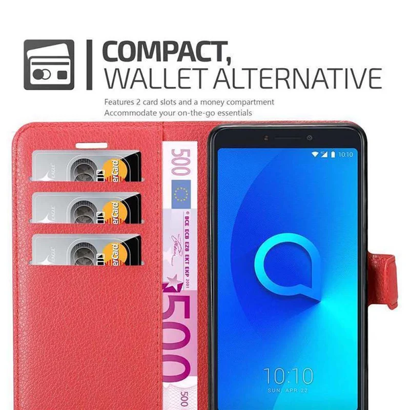 Cadorabo Hülle kompatibel mit Alcatel 3C Schutzhülle mit Magnetverschluss, Standfunktion und Kartenfach