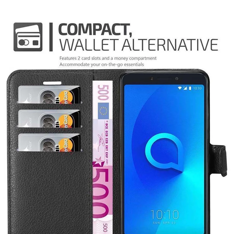 Cadorabo Hülle kompatibel mit Alcatel 3C Schutzhülle mit Magnetverschluss, Standfunktion und Kartenfach