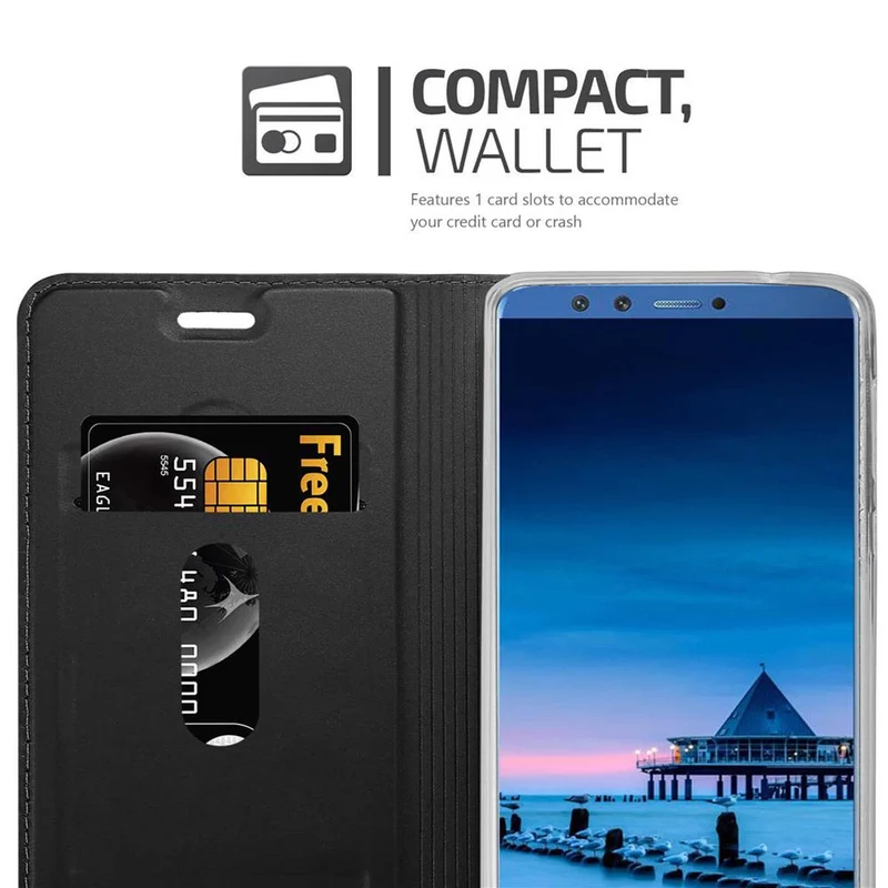Cadorabo Hülle kompatibel mit Honor 9 LITE Schutzhülle mit Magnetverschluss, Standfunktion und Kartenfach
