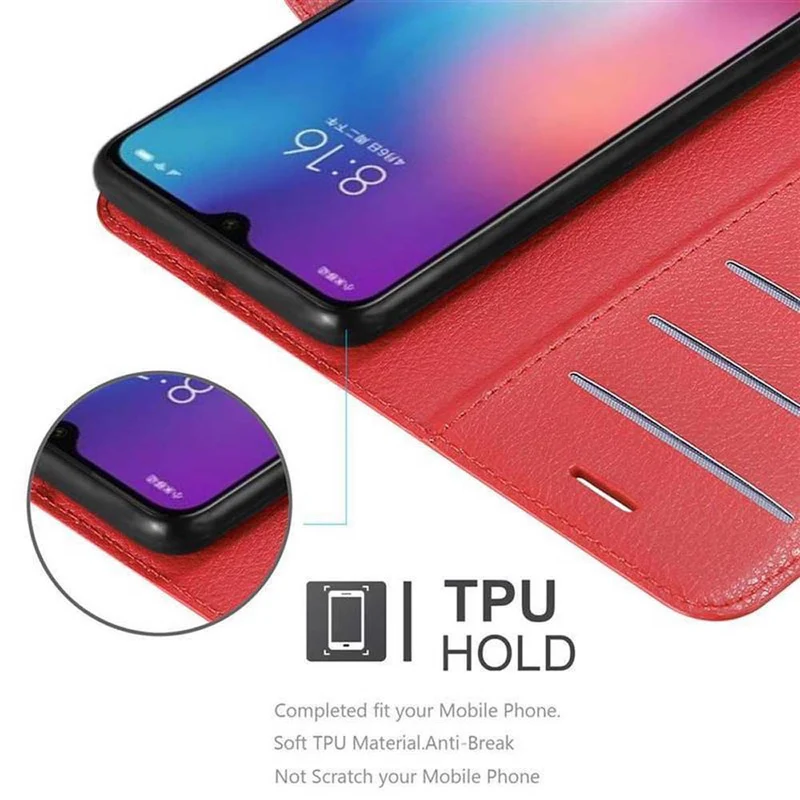 Cadorabo Hülle kompatibel mit Xiaomi Mi 9 SE Schutzhülle mit Magnetverschluss, Standfunktion und Kartenfach