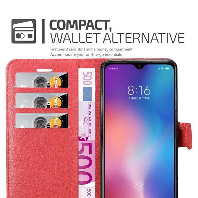 Cadorabo Hülle kompatibel mit Xiaomi Mi 9 SE Schutzhülle mit Magnetverschluss, Standfunktion und Kartenfach