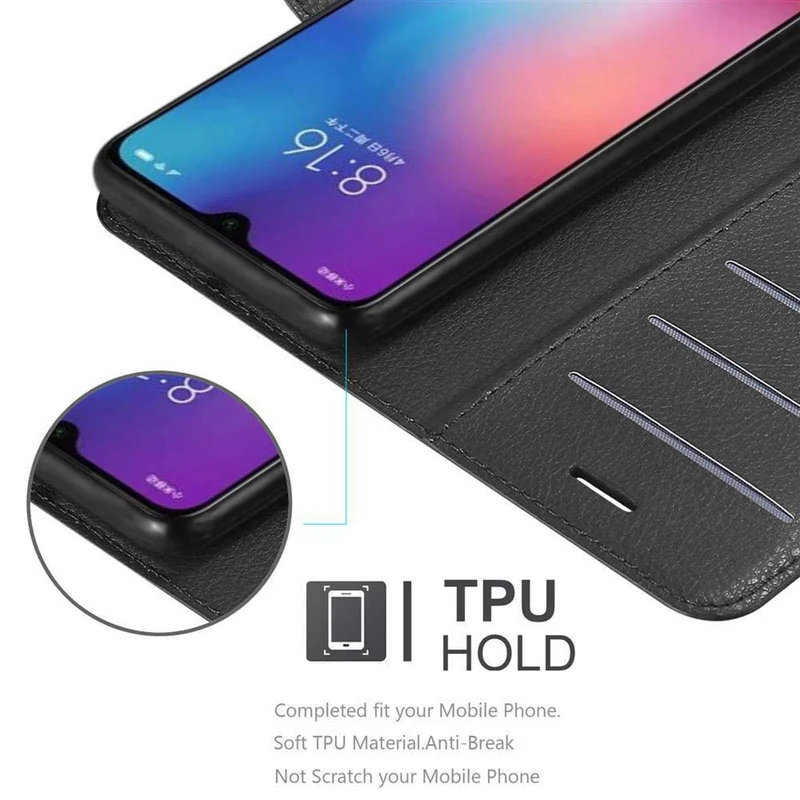 Cadorabo Hülle kompatibel mit Xiaomi Mi 9 SE Schutzhülle mit Magnetverschluss, Standfunktion und Kartenfach