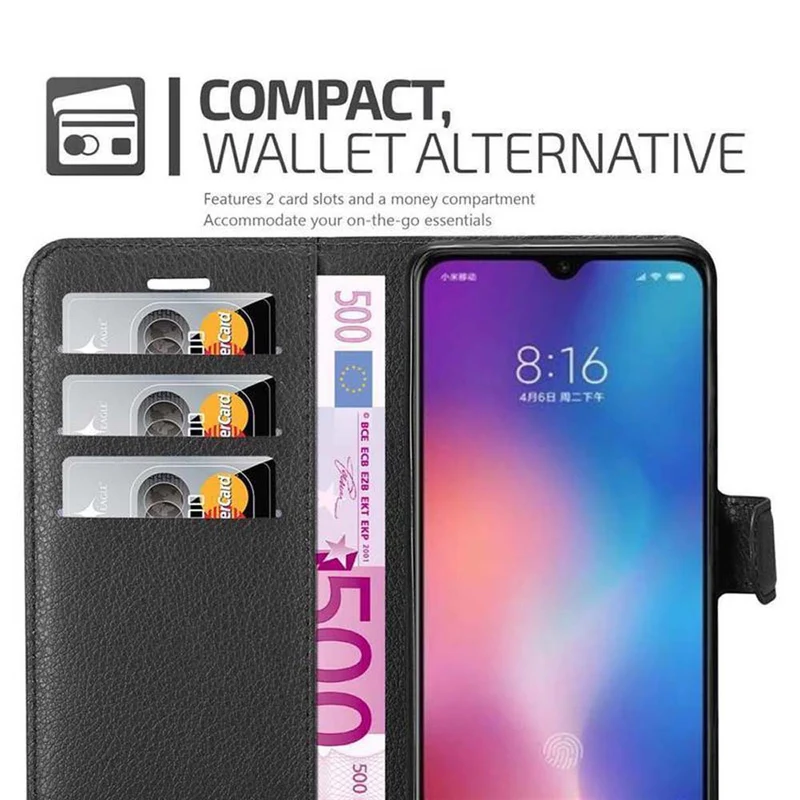 Cadorabo Hülle kompatibel mit Xiaomi Mi 9 SE Schutzhülle mit Magnetverschluss, Standfunktion und Kartenfach