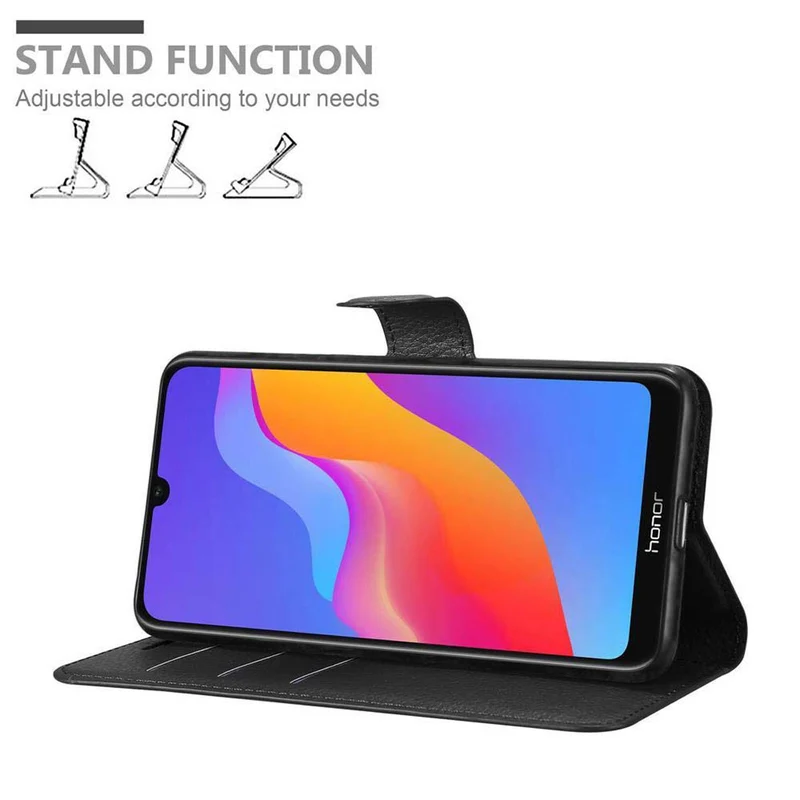 Cadorabo Hülle kompatibel mit Honor 8A Schutzhülle mit Magnetverschluss, Standfunktion und Kartenfach