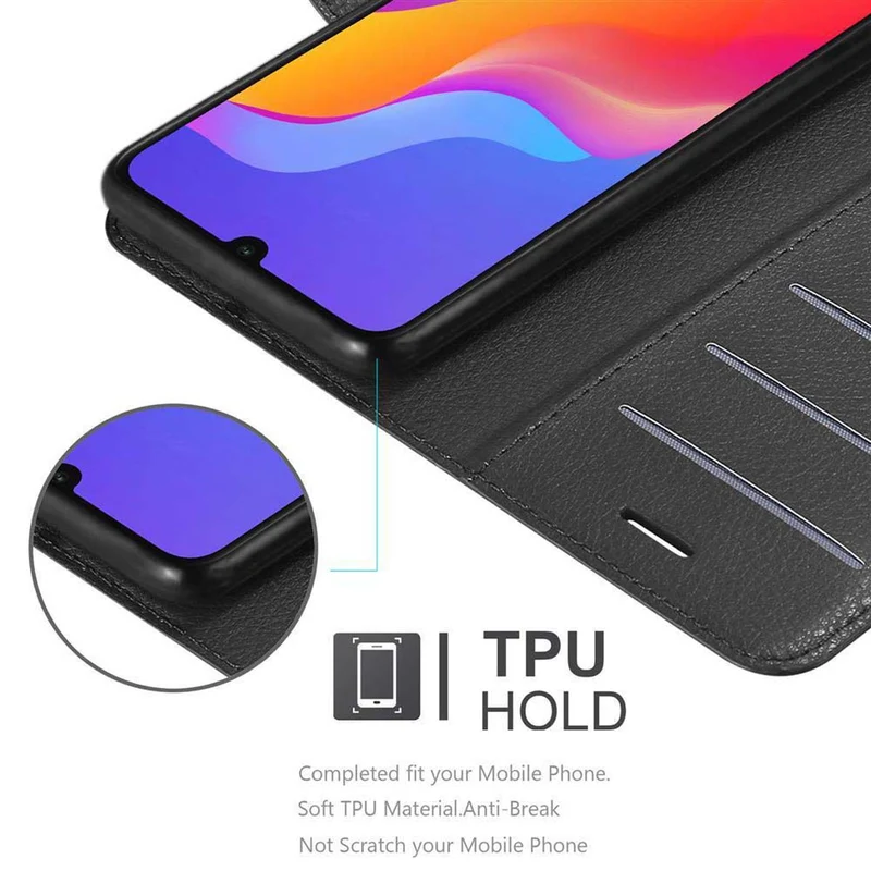 Cadorabo Hülle kompatibel mit Honor 8A Schutzhülle mit Magnetverschluss, Standfunktion und Kartenfach