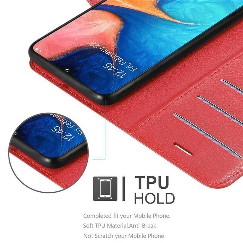 Cadorabo Hülle kompatibel mit Samsung Galaxy A10e / A20e Schutzhülle mit Magnetverschluss, Standfunktion und Kartenfach