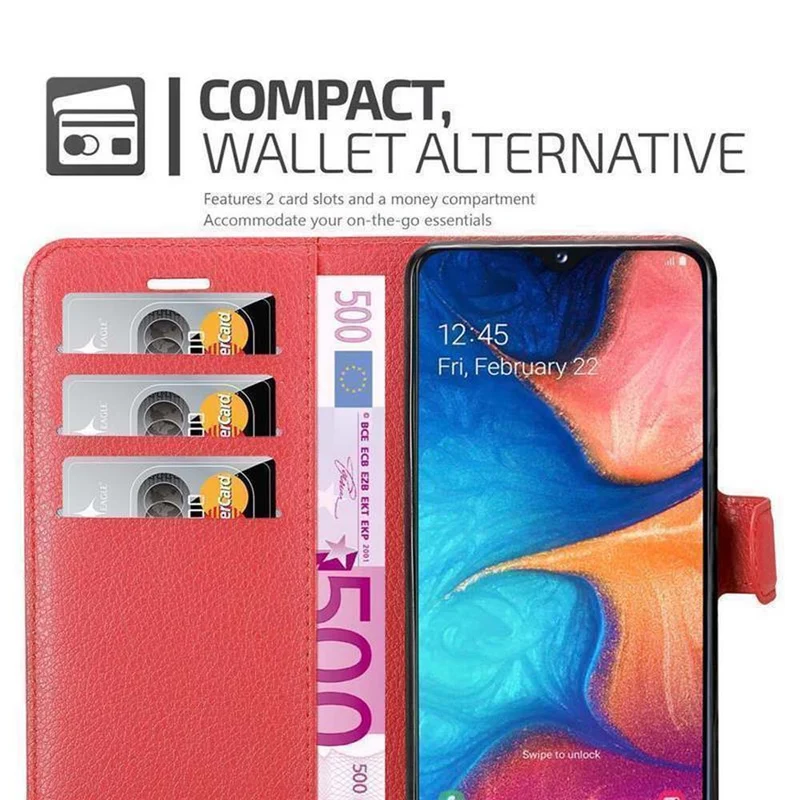 Cadorabo Hülle kompatibel mit Samsung Galaxy A10e / A20e Schutzhülle mit Magnetverschluss, Standfunktion und Kartenfach