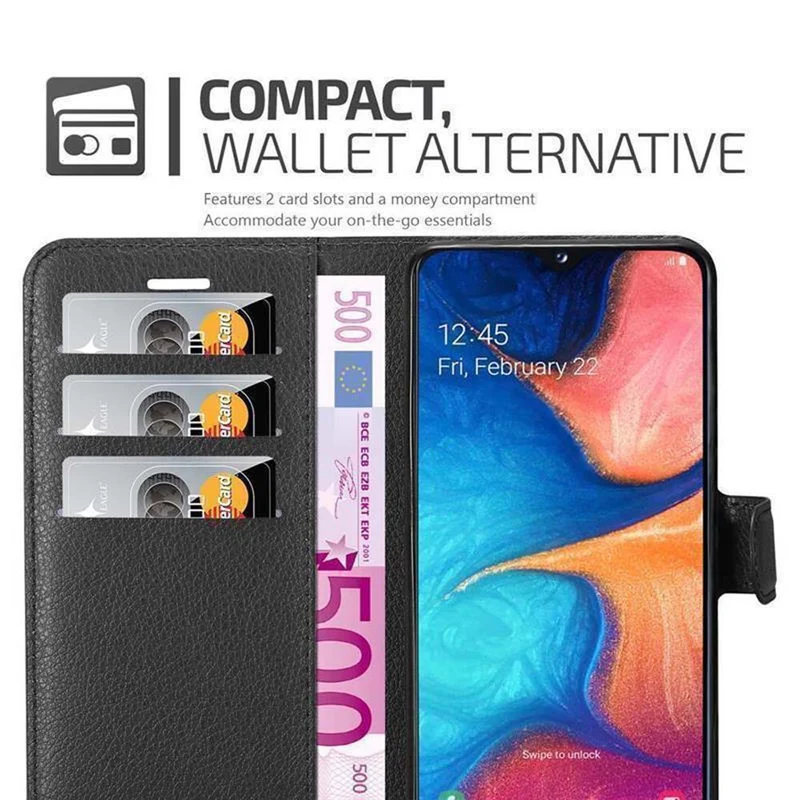 Cadorabo Hülle kompatibel mit Samsung Galaxy A10e / A20e Schutzhülle mit Magnetverschluss, Standfunktion und Kartenfach