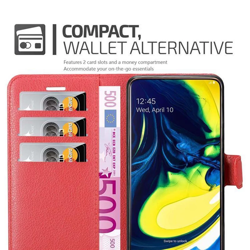 Cadorabo Hülle kompatibel mit Samsung Galaxy A80 / A90 4G Schutzhülle mit Magnetverschluss, Standfunktion und Kartenfach