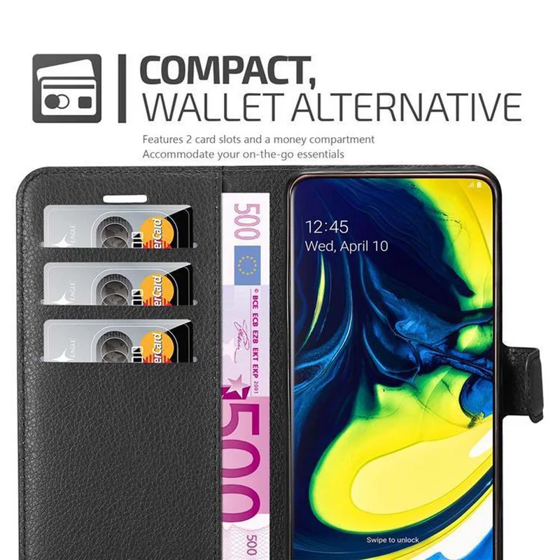 Cadorabo Hülle kompatibel mit Samsung Galaxy A80 / A90 4G Schutzhülle mit Magnetverschluss, Standfunktion und Kartenfach