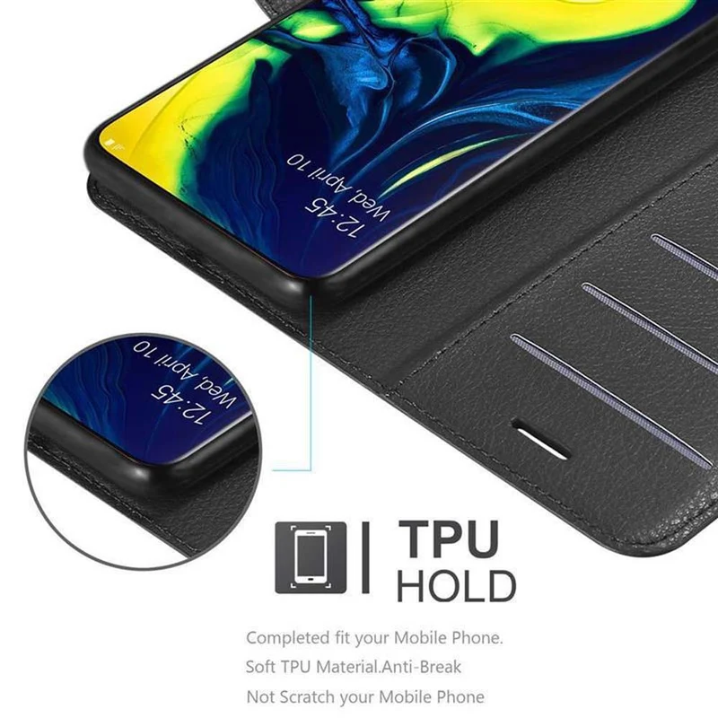 Cadorabo Hülle kompatibel mit Samsung Galaxy A80 / A90 4G Schutzhülle mit Magnetverschluss, Standfunktion und Kartenfach